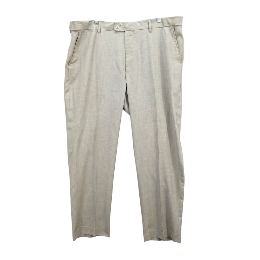 SADDLEBRED‎ Dress Pants Mens Size 40x30 Flat Front Comfort Casual Office Beige
